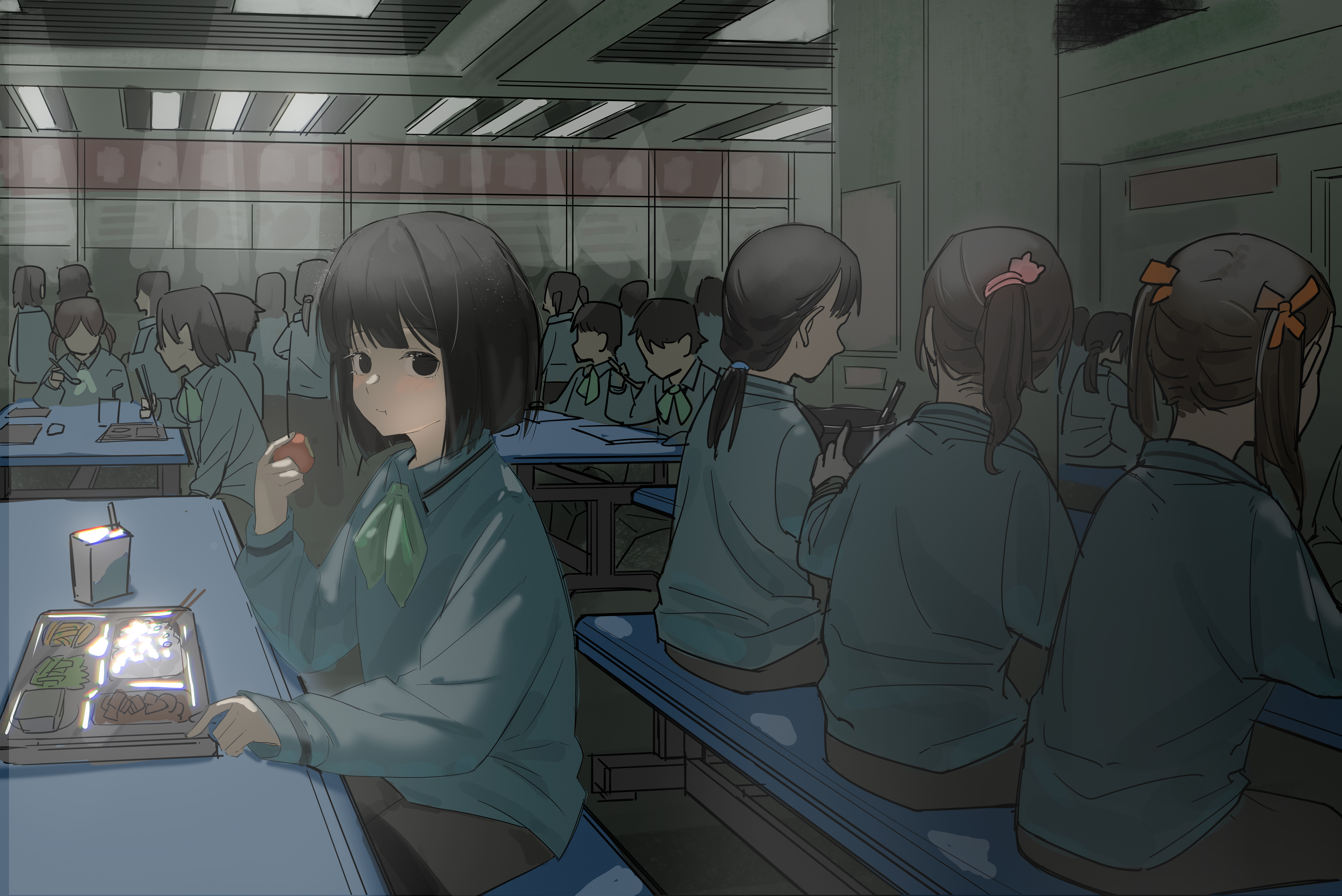 小雨小学阶段在食堂吃饭