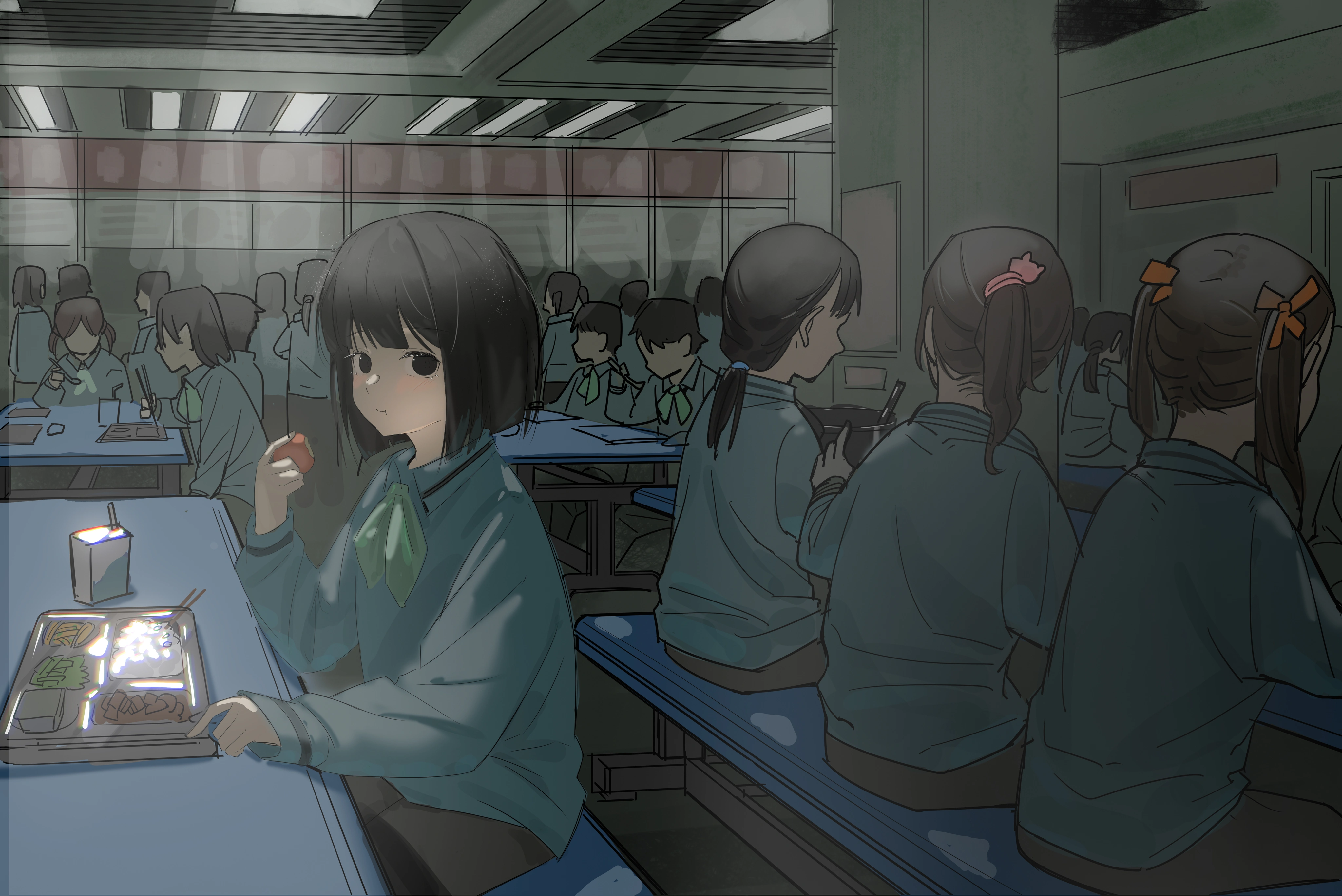 小雨小学阶段在食堂吃饭